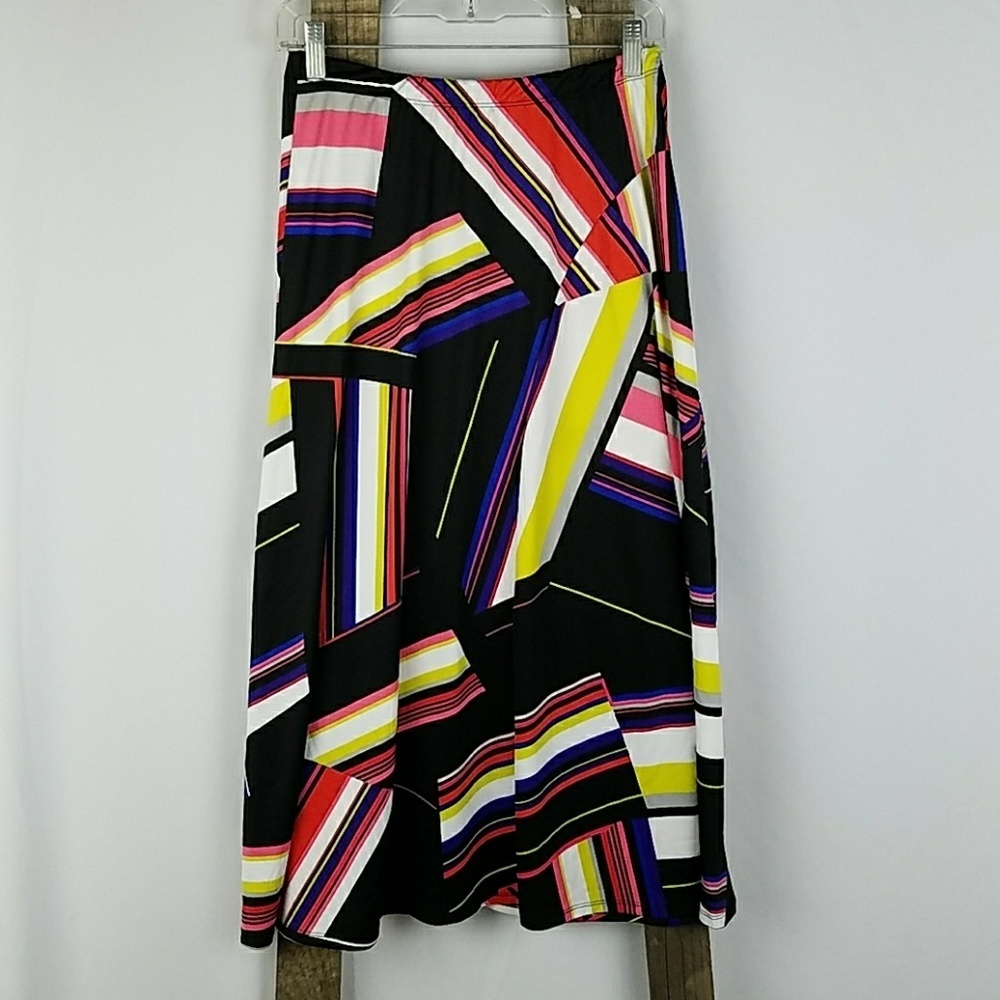 Ny Collection women PS multi color‎ retro maxi skirt artsy festival vacation